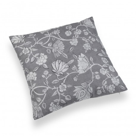 COUSSIN GRIS FLEUR 45X45